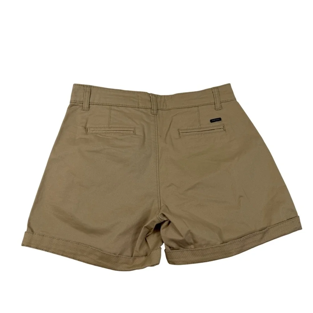 Anne Klein Womens Khaki Chino Shorts Tan Cuffed Mid Rise Size 5